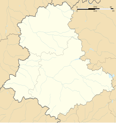 Mapa konturowa Haute-Vienne, w centrum znajduje się punkt z opisem „Compreignac”