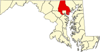 Map of Merilend highlighting Baltimore County