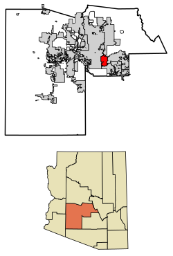 Location of Tempe in Maricopa County, Arizona