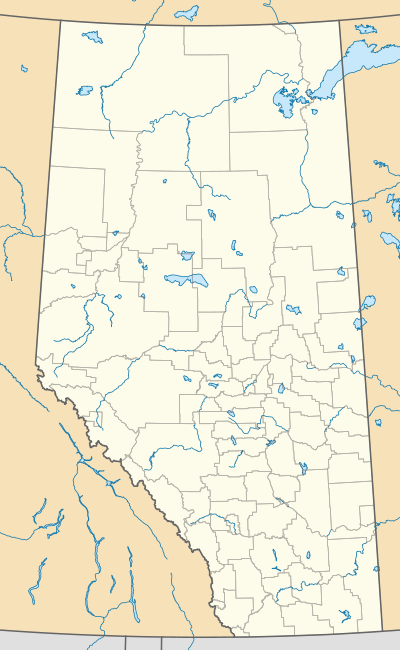 Map showing the locations of prominent oil discovery sites in Alberta.