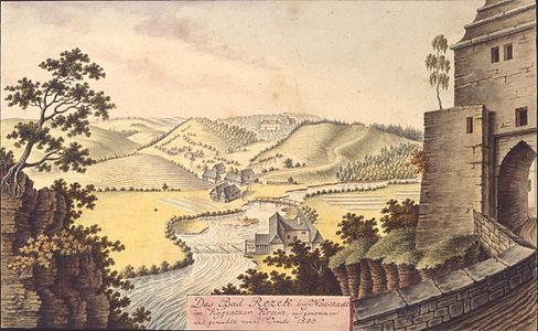 Bad Rezek, près de Nové Město nad Metují, peinture de Joann Venuto (1800).