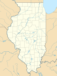 Mapa konturowa Illinois, u góry po prawej znajduje się punkt z opisem „miejsce zdarzenia”