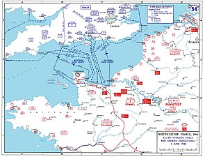 Mapa de l'operació Overlord, 1944