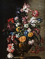 Blumen in einer Messingvase, 1654–1679, Öl auf Leinwand, 73 × 58 cm, Musée des Beaux-Arts, Narbonne