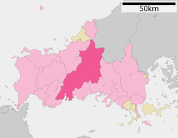 Staden Yamaguchis läge i Yamaguchi prefektur      Städer      Landskommuner