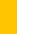 Un drapeau carré divisé verticalement en 2 parties égales, jaune-orangé à gauche et blanc à droite.