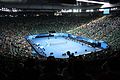 Die Rod Laver Arena mit sich öffnendem Dach bei den Australian Open 2017