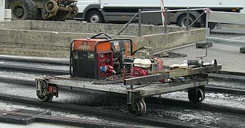 Baustellen-Schienenfahrzeug.