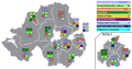 1998 Northern Ireland Assembly election, 108 dots -- at which size can you distinguish the clear-cut sectarian boundaries?