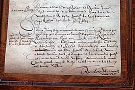 Rembrandt's marriage record in the Oude Kerke, Amsterdam