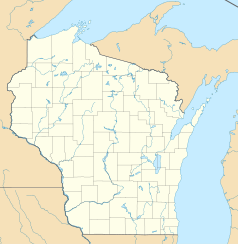 Mapa konturowa Wisconsin, w centrum znajduje się punkt z opisem „Stevens Point”