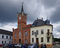 Rådhuset i Drebkau på Hauptstrasse 29.