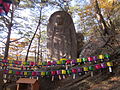 A Buddha statue inside the temple's inner grounds