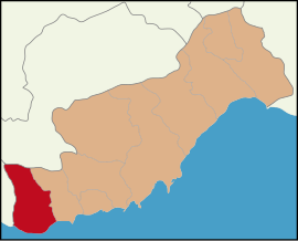 Map showing Anamur District in Mersin Province