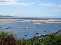 A dinghy race on the Dyfi estuary