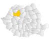 Map of Romania highlighting Cluj County