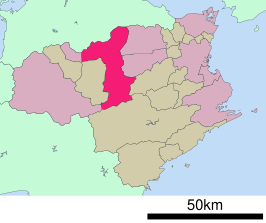 Situering van Mima in de prefectuur Tokushima