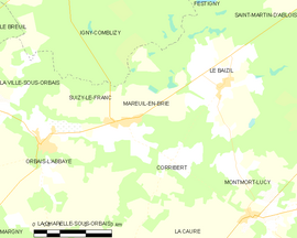 Mapa obce Mareuil-en-Brie