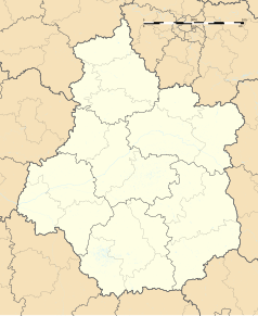 Mapa konturowa Regionu Centralnego-Doliny Loary, po lewej nieco na dole znajduje się punkt z opisem „Crouzilles”