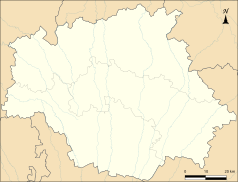 Mapa konturowa Gers, blisko centrum na lewo znajduje się punkt z opisem „Lupiac”