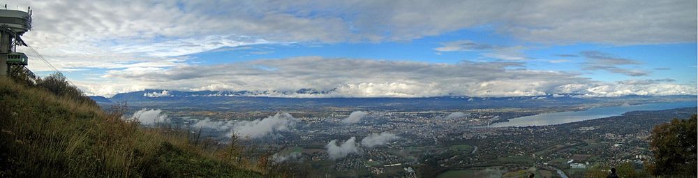 Panorama af Geneve-kantonen set fra bjerget Salève