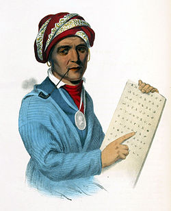 SE-QUO-YAH – litográfia a McKinney and Hall 1856-ban megjelent Indian Tribes („Indián törzsek”) című könyvéből. Abból a portréból készült, amelyet Charles Bird King festett az élő modellről 1828-ban