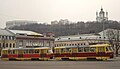 Trams a cikin Dandalin Kontraktova na Kyiv