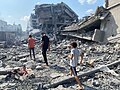 Budovy v Gaze zničené při izraelském bombardování v říjnu 2023