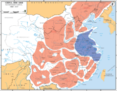 The situation in China in 1929: After the Northern Expedition, the KMT had direct control over east and central China, while the rest of China proper as well as Manchuria was under the control of warlords loyal to the Nationalist government.