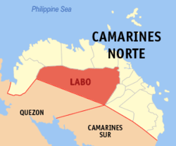 Mapa ning Camarines Norte ampong Labo ilage