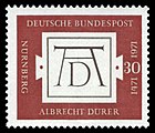 30 Pfennig-Sondermarke der Deutschen Bundespost (1971) mit den Initialen Albrecht Dürers