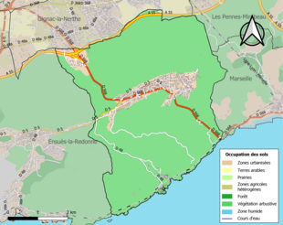 Carte en couleurs présentant l'occupation des sols.