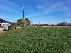 Photographie en couleurs, représentant un tumulus, à Avezac.