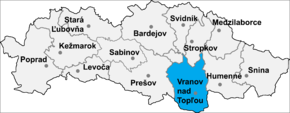 Poziția localității Districtul Vranov nad Topľou