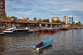 Tigre river station with commuter launches