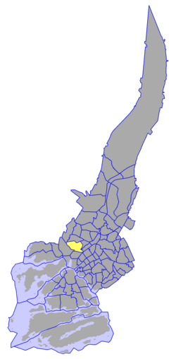 Kaupungin kartta, jossa Pitkämäki korostettuna. Turun kaupunginosat