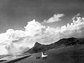 Japanese ships being bombed during attack on Truk by US carrier based planes. Taken by a plane from the USS Intrepid