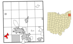 Location of Newton Falls in Trumbull County within the state of Ohio