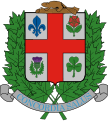 Byvåpenet til Montreal, Canada, har grønne innslag på figurene i tre av skjoldets fire felter og skjoldet står på to krysslagte, grønne lønnekvister.