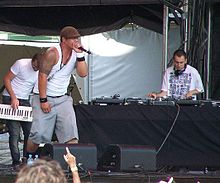 P-Money (right) with Scribe at the Big Day Out in 2007.