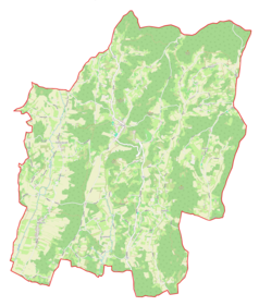 Mapa konturowa gminy Grad, blisko centrum po prawej na dole znajduje się punkt z opisem „Radovci”