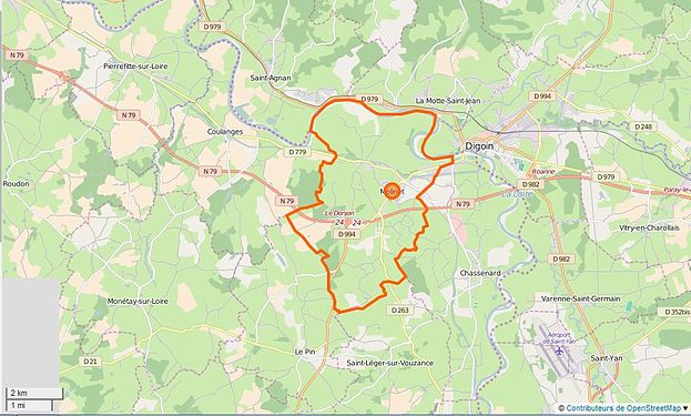 Carte OpenStreetMap de Molinet et de ses alentours