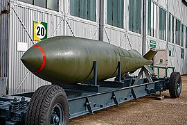 Tallboy earthquake bomb on trailer at Brooklands