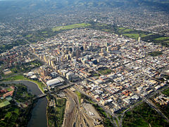 Aerial photograph of central Adelaide