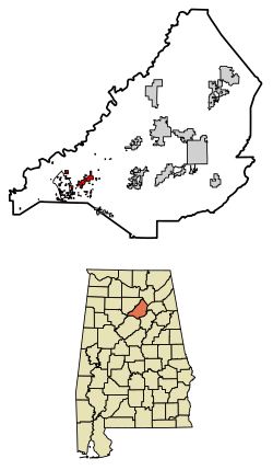 Location of Hayden in Blount County, Alabama.