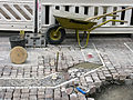 Pflasterarbeiten am Bertoldsbrunnen in Freiburg