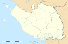 Mapa konturowa Wandei, blisko centrum na dole znajduje się punkt z opisem „Grosbreuil”