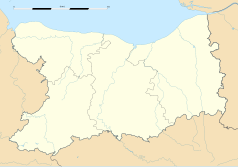 Mapa konturowa Calvados, na dole po lewej znajduje się punkt z opisem „Roullours”