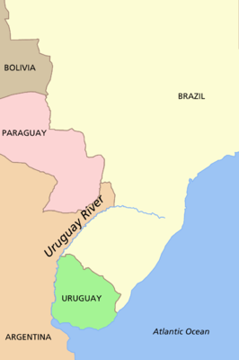 Ligging van de rivier de Uruguay