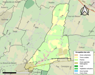 Carte en couleurs présentant l'occupation des sols.